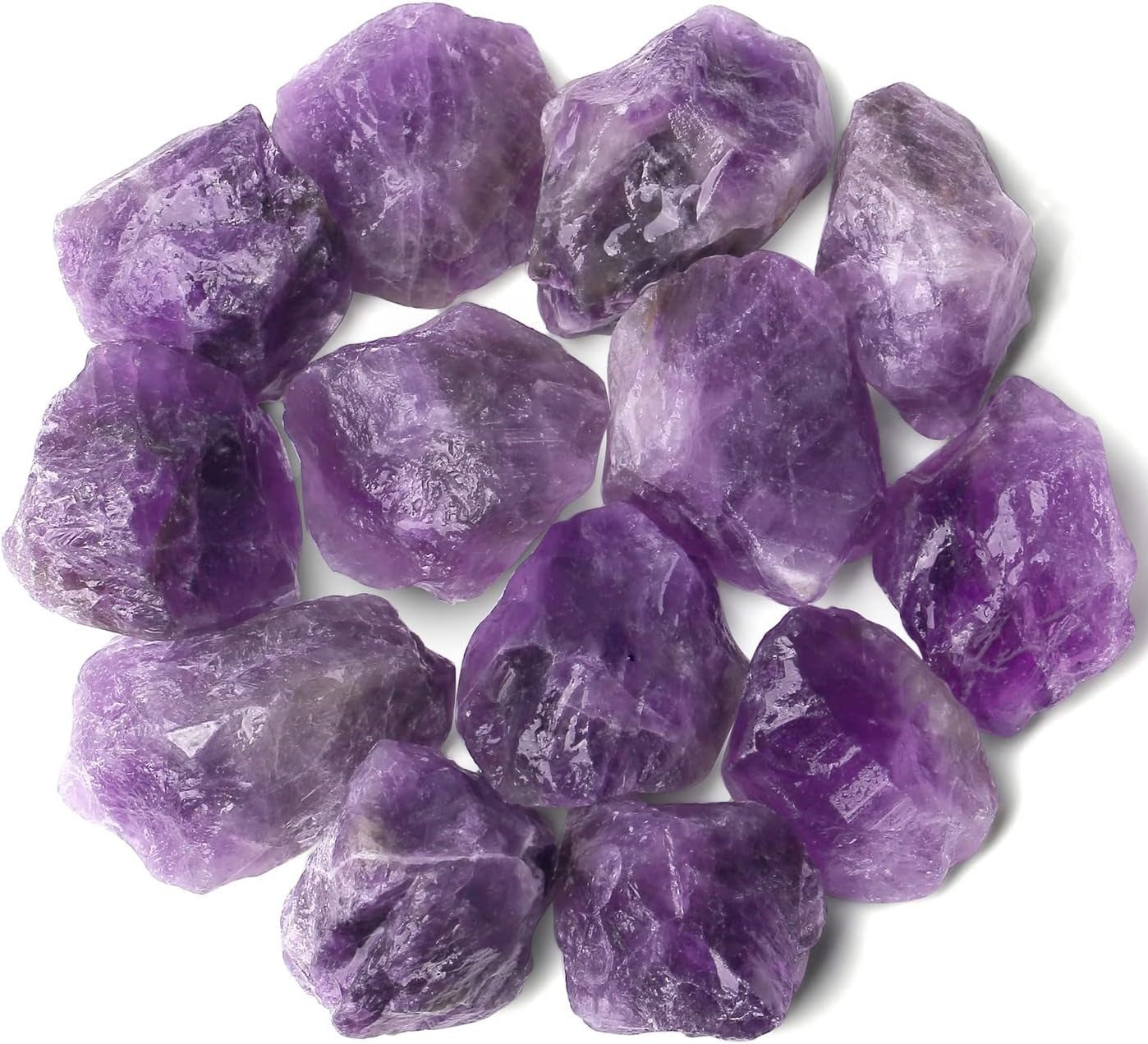 Bulk Amethyst Healing Crystals Large 1" Natural Raw Stones Crystal for Reiki Healing, Wicca, witchcraft, Tumbling, Cabbing, Fountain Rocks, Decoration, Polishing