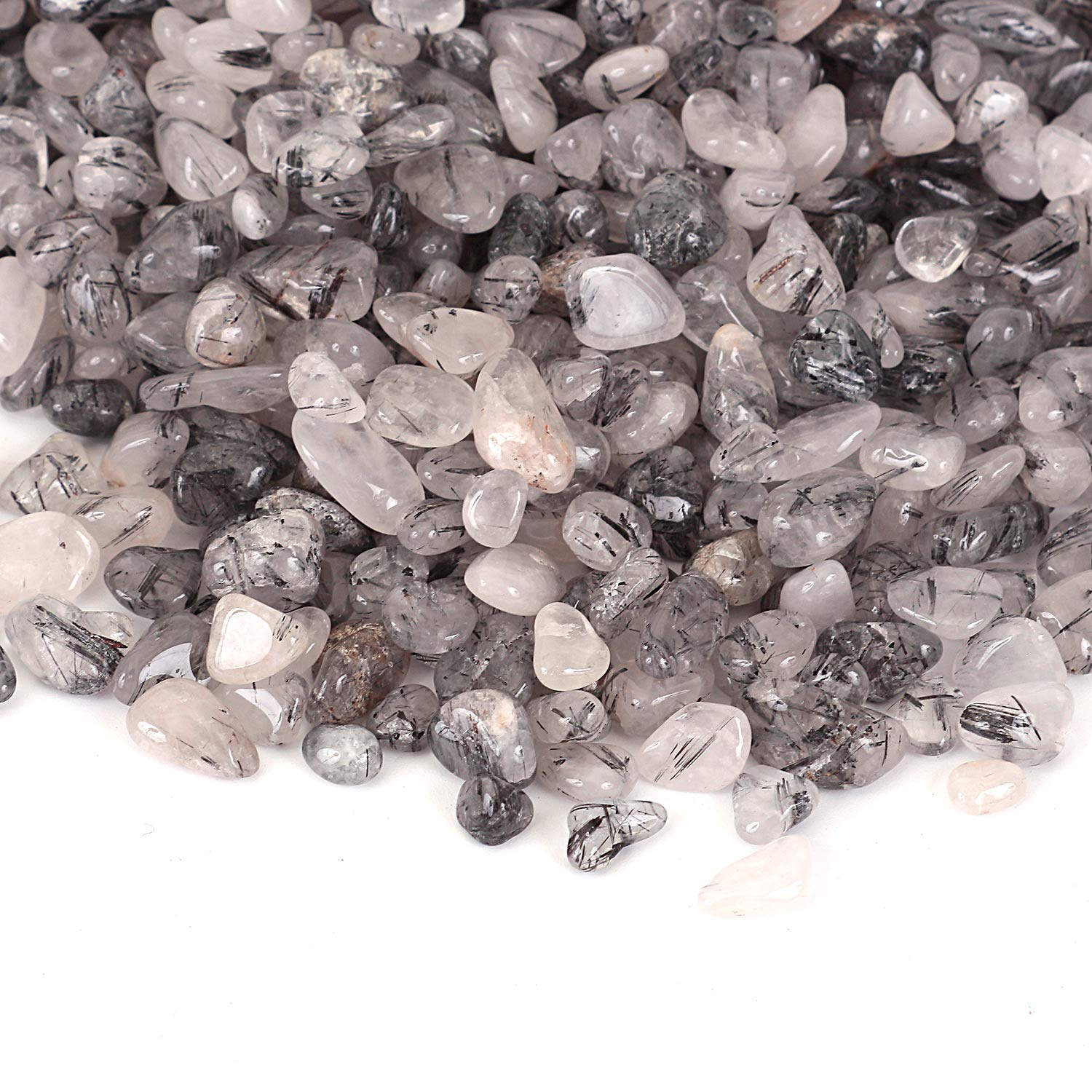 Black Hair Crystal Tumbled Chips Crushed Stone Healing Reiki Crystal Jewelry Making Home Decoration