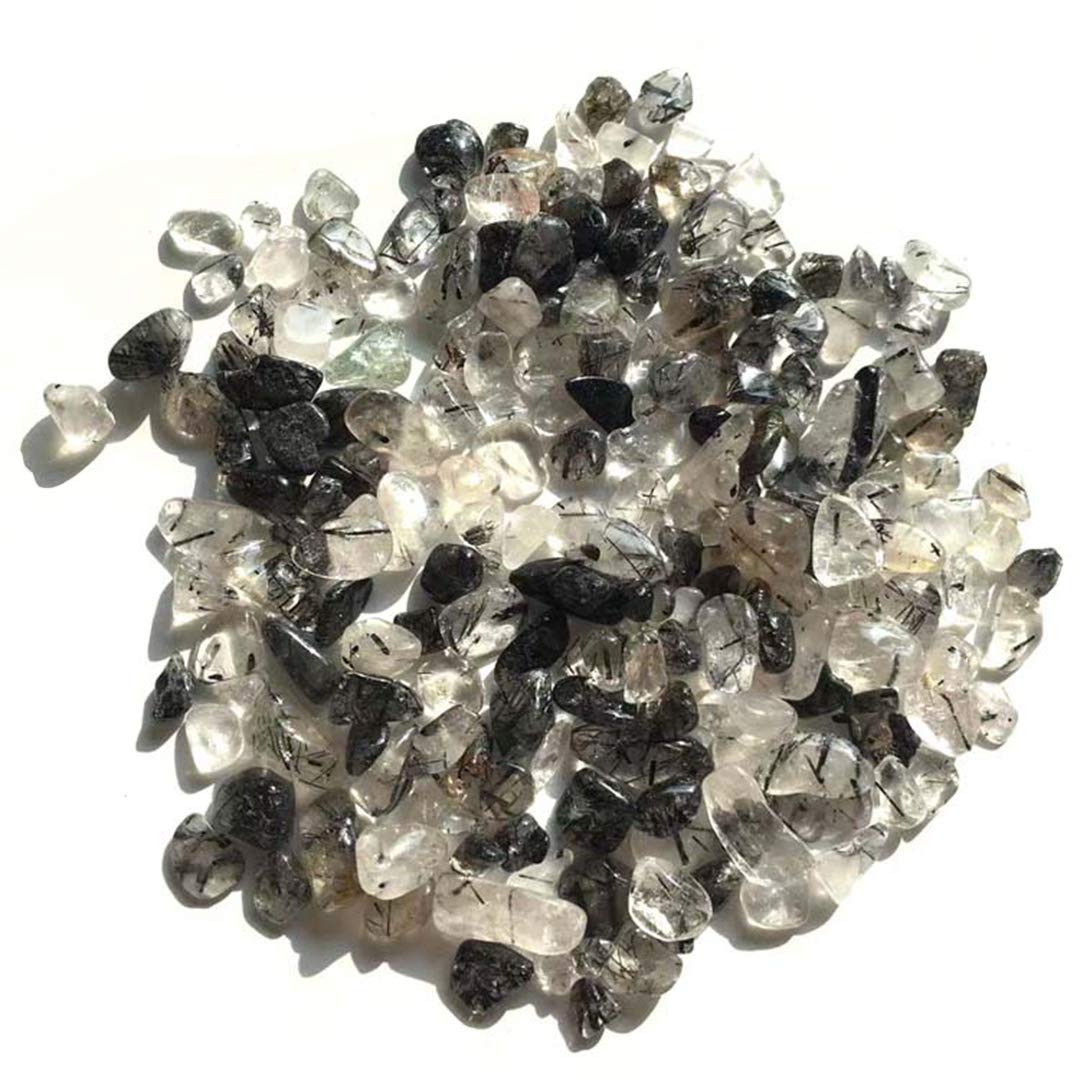 Black Rutilated Tumbled Chips Crushed Stone Healing Reiki Crystal Jewelry Making Home Decoration