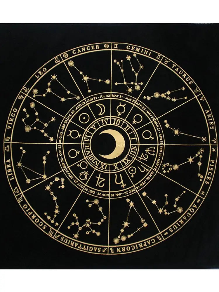 Black Tablecloths Tarot Clot Card Divination Halloween Tablecloth Black gold Fashion Decoration Alchemical Sigil Altar Astrology