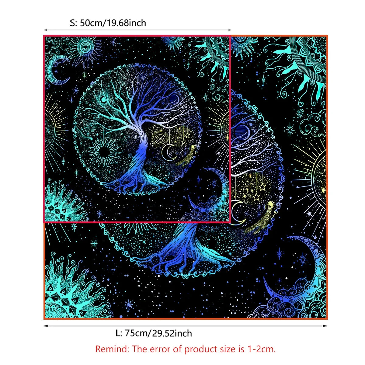 Blue Life Tree Tarot Tablecloth Sun Moon Starry Sky Altar Cloth Tarot Reading Cover Witchcraft Astrology Oracle Tarot Mat
