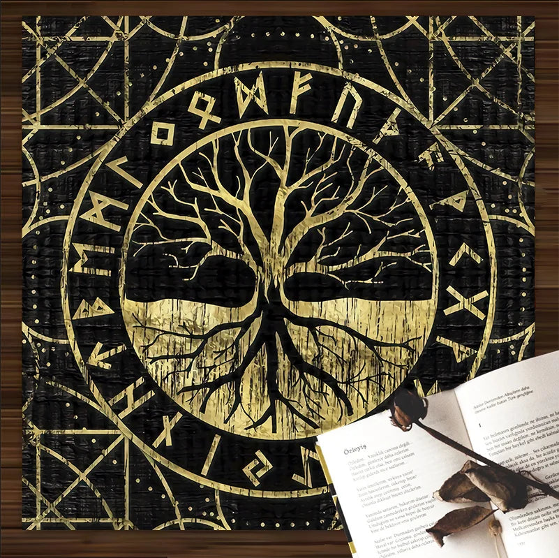 Tree of life tarot card tablecloth altar cloth pagan pendulum witchcraft astrology oracle mat for room home decor
