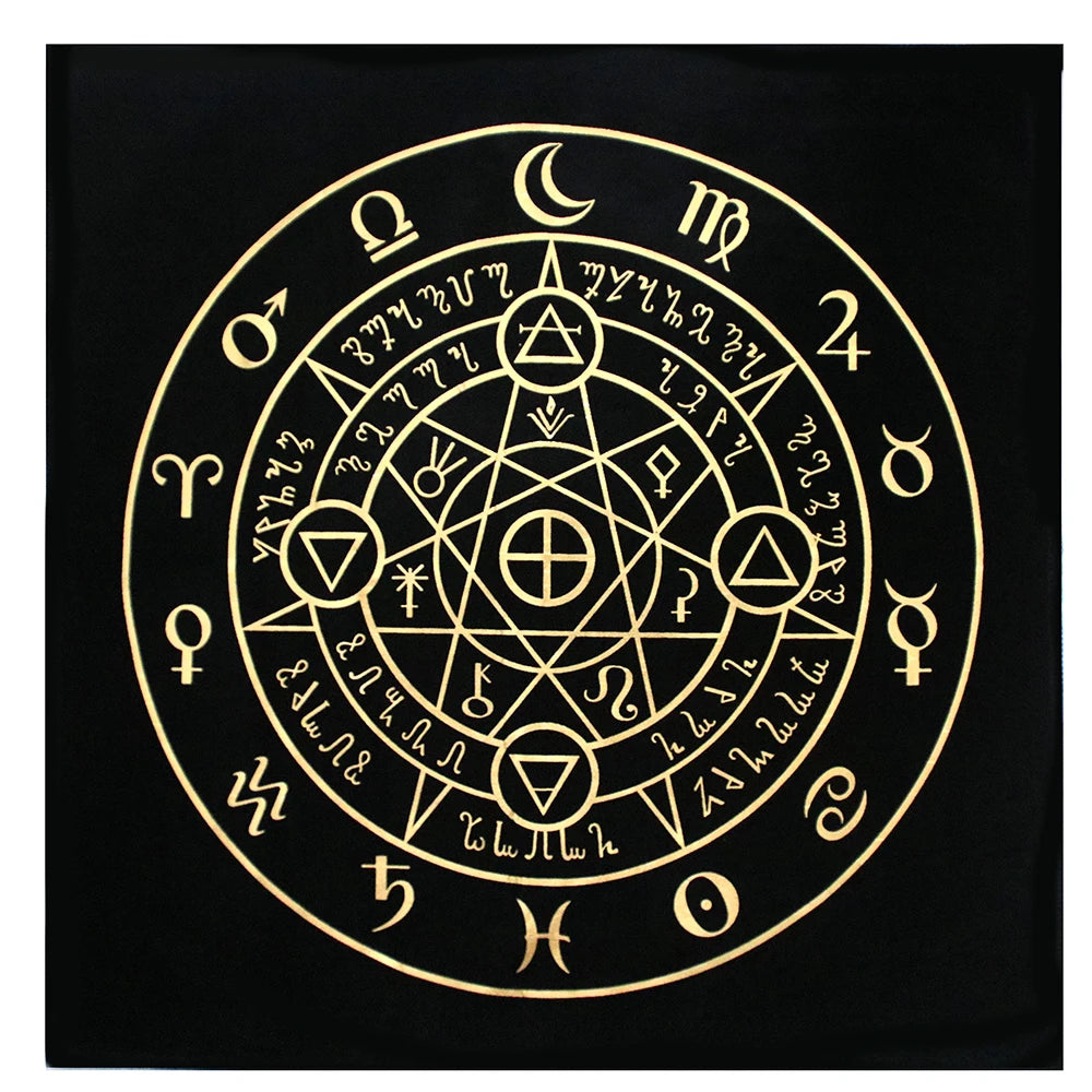 Black Tablecloths Tarot Clot Card Divination Halloween Tablecloth Black gold Fashion Decoration Alchemical Sigil Altar Astrology