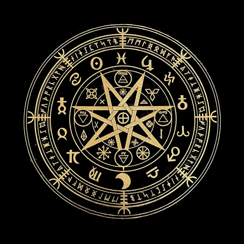 Black Tablecloths Tarot Clot Card Divination Halloween Tablecloth Black gold Fashion Decoration Alchemical Sigil Altar Astrology