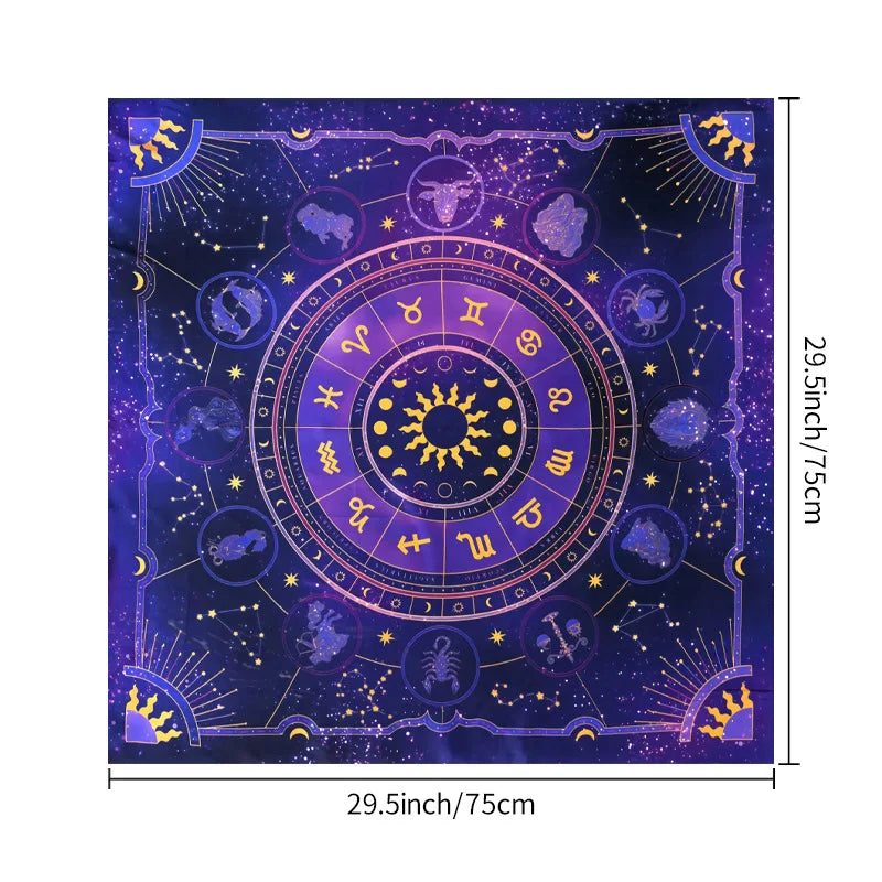Tarot Tablecloth with 12 Constellations - Perfect for Divination, Party Decor, and Home Decor