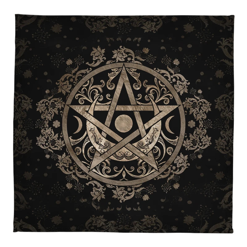 Altar Cloth Crystal Pendulum Crescent Moon Astrology Artifact Card Pad Aura Pentagram Tarot Tablecloth