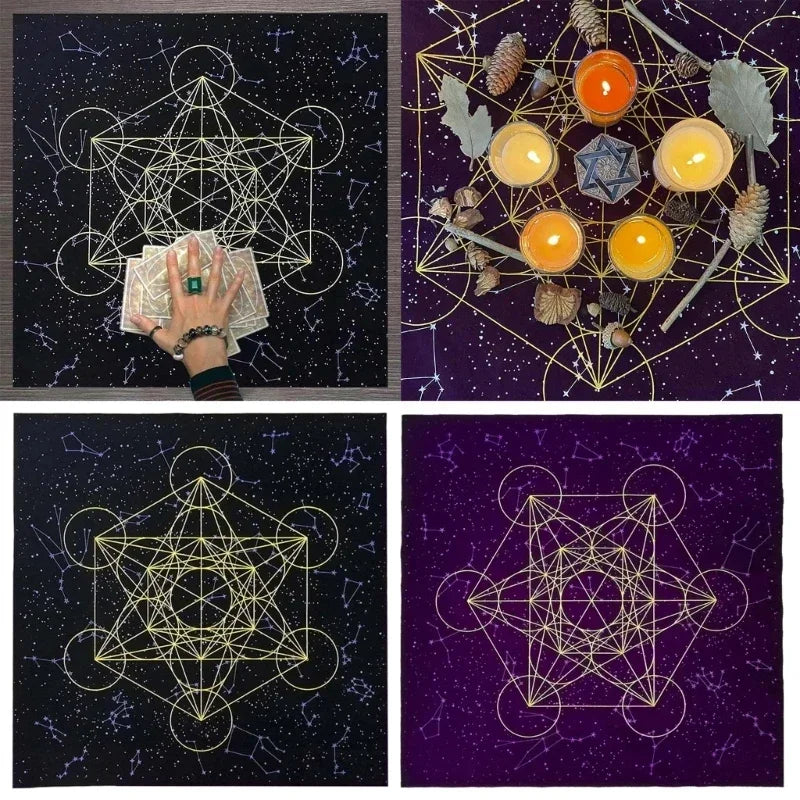 Altar Tarot Cloth Metatrone's Cub Crystal Grid Tablecloth Tarot Divination Cards Table Cloth Tapestry Witchcraft Supply