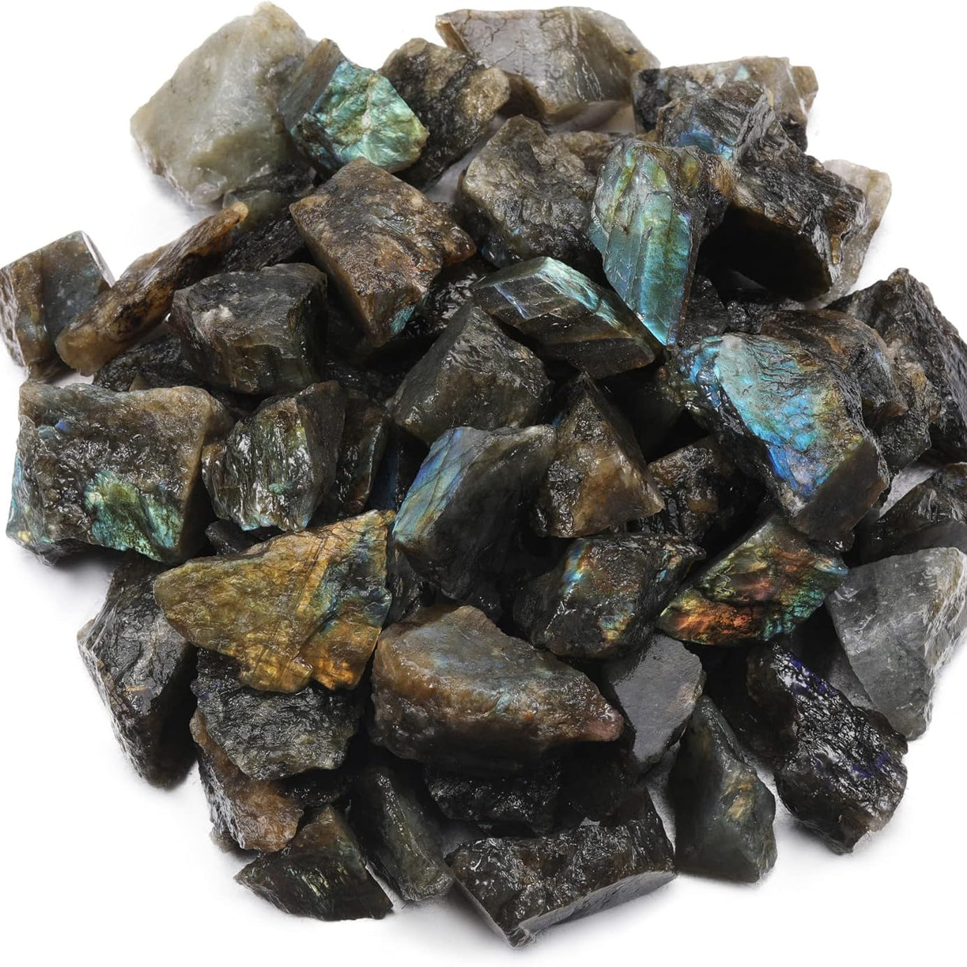 Bulk Labradorite Healing Crystals Large 1" Natural Raw Stones Crystal for Reiki Healing, Wicca, witchcraft, Tumbling, Cabbing, Fountain Rocks, Decoration, Polishing