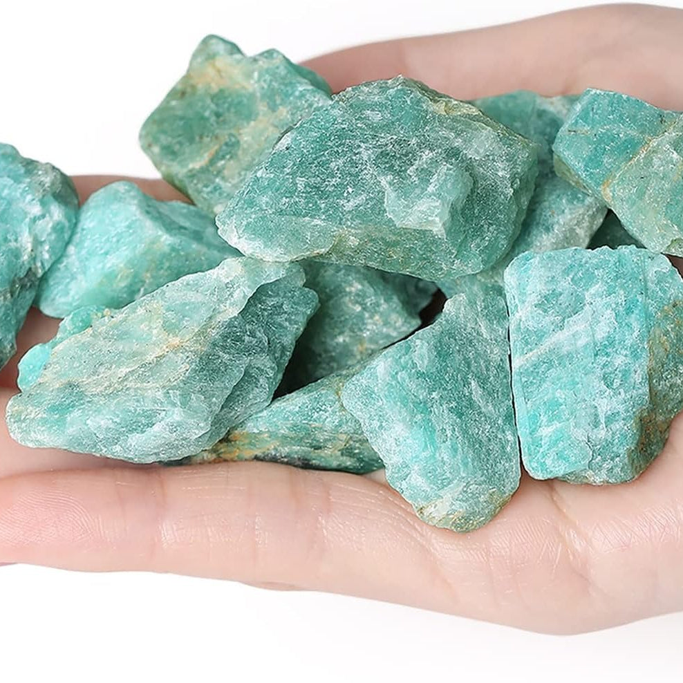 Bulk Amazonite Healing Crystals Large 1" Natural Raw Stones Crystal for Reiki Healing, Wicca, witchcraft, Tumbling, Cabbing, Fountain Rocks, Decoration, Polishing