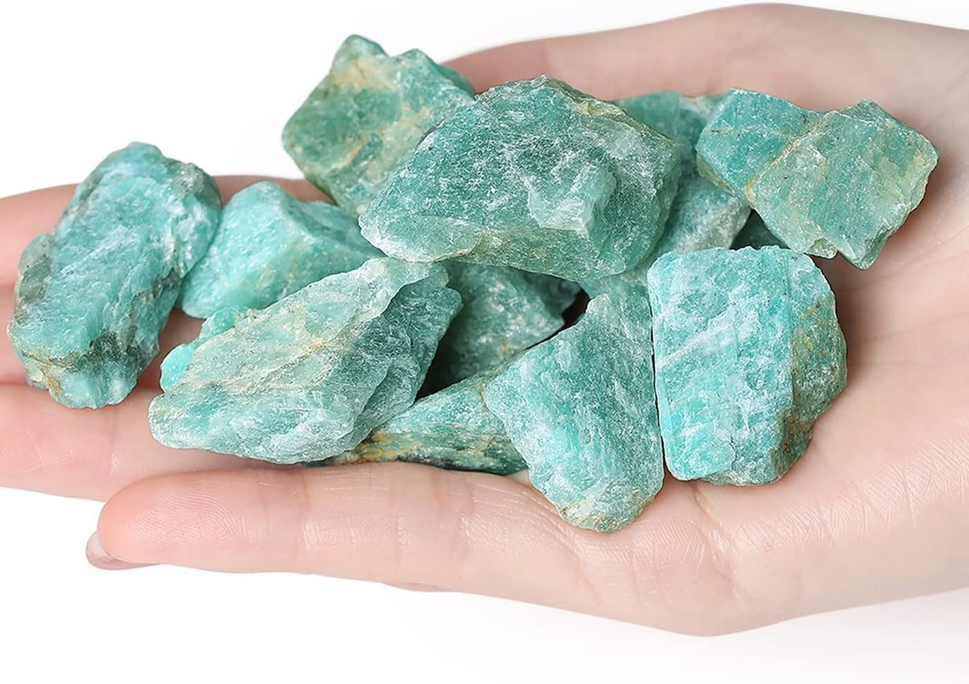 Bulk Amazonite Healing Crystals Large 1" Natural Raw Stones Crystal for Reiki Healing, Wicca, witchcraft, Tumbling, Cabbing, Fountain Rocks, Decoration, Polishing