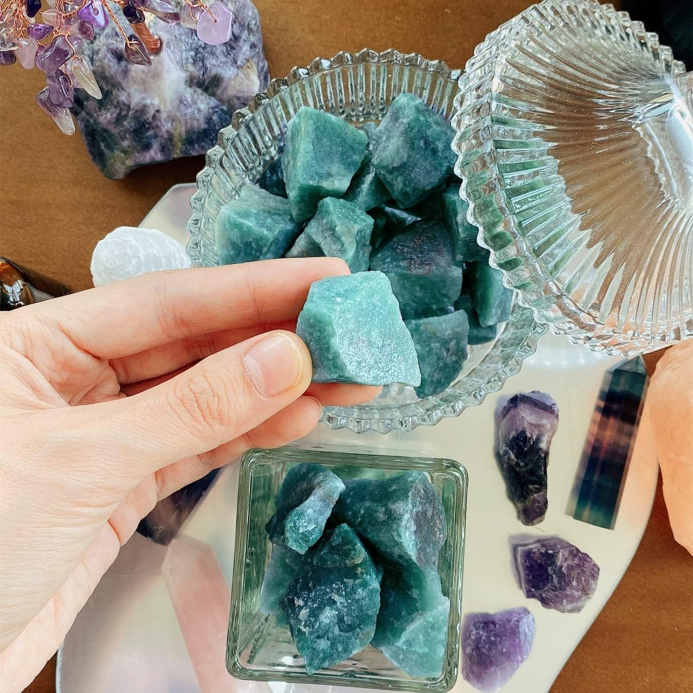 Bulk Amazonite Healing Crystals Large 1" Natural Raw Stones Crystal for Reiki Healing, Wicca, witchcraft, Tumbling, Cabbing, Fountain Rocks, Decoration, Polishing