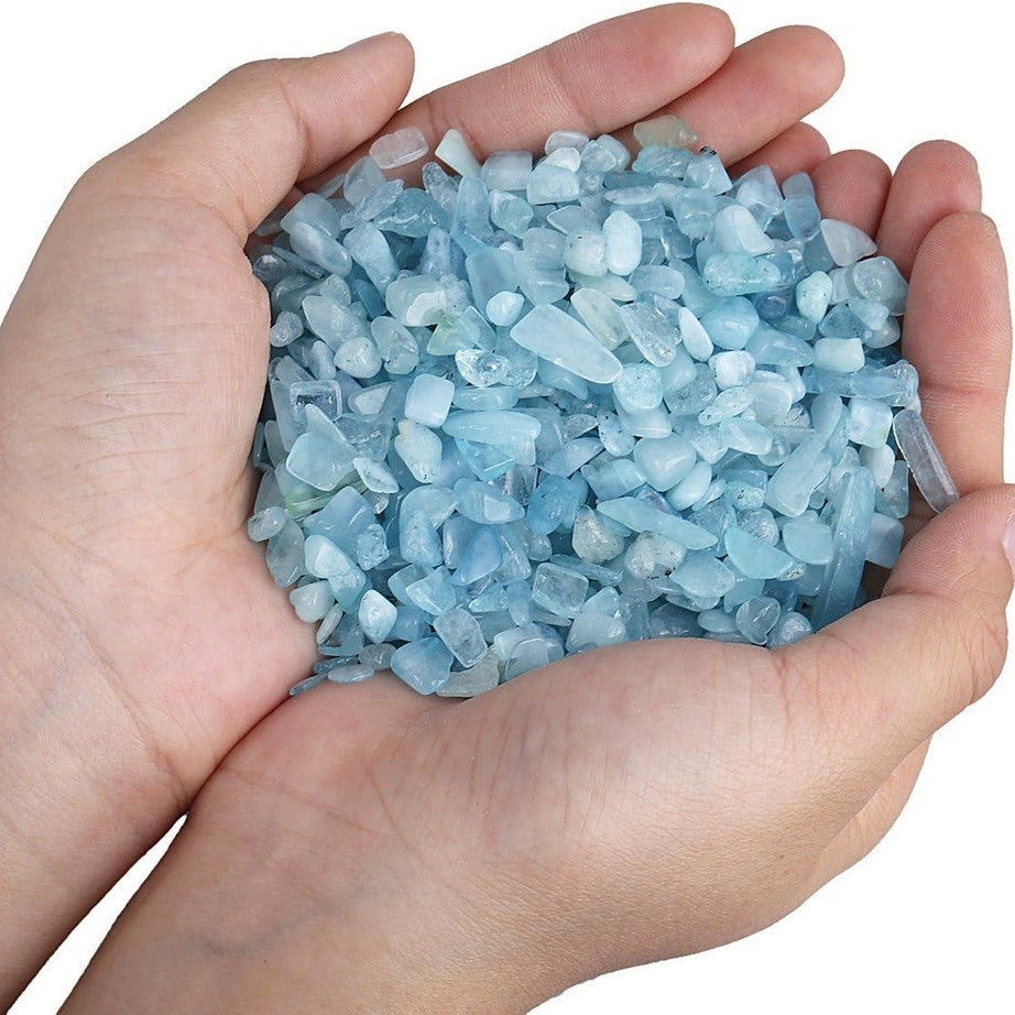 Aquamarine Tumbled Chips Crushed Stone Healing Reiki Crystal Jewelry Making Home Decoration