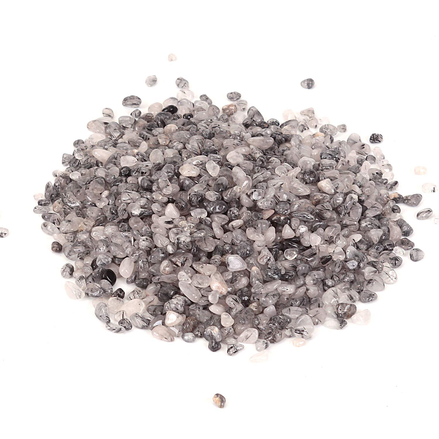 Black Hair Crystal Tumbled Chips Crushed Stone Healing Reiki Crystal Jewelry Making Home Decoration