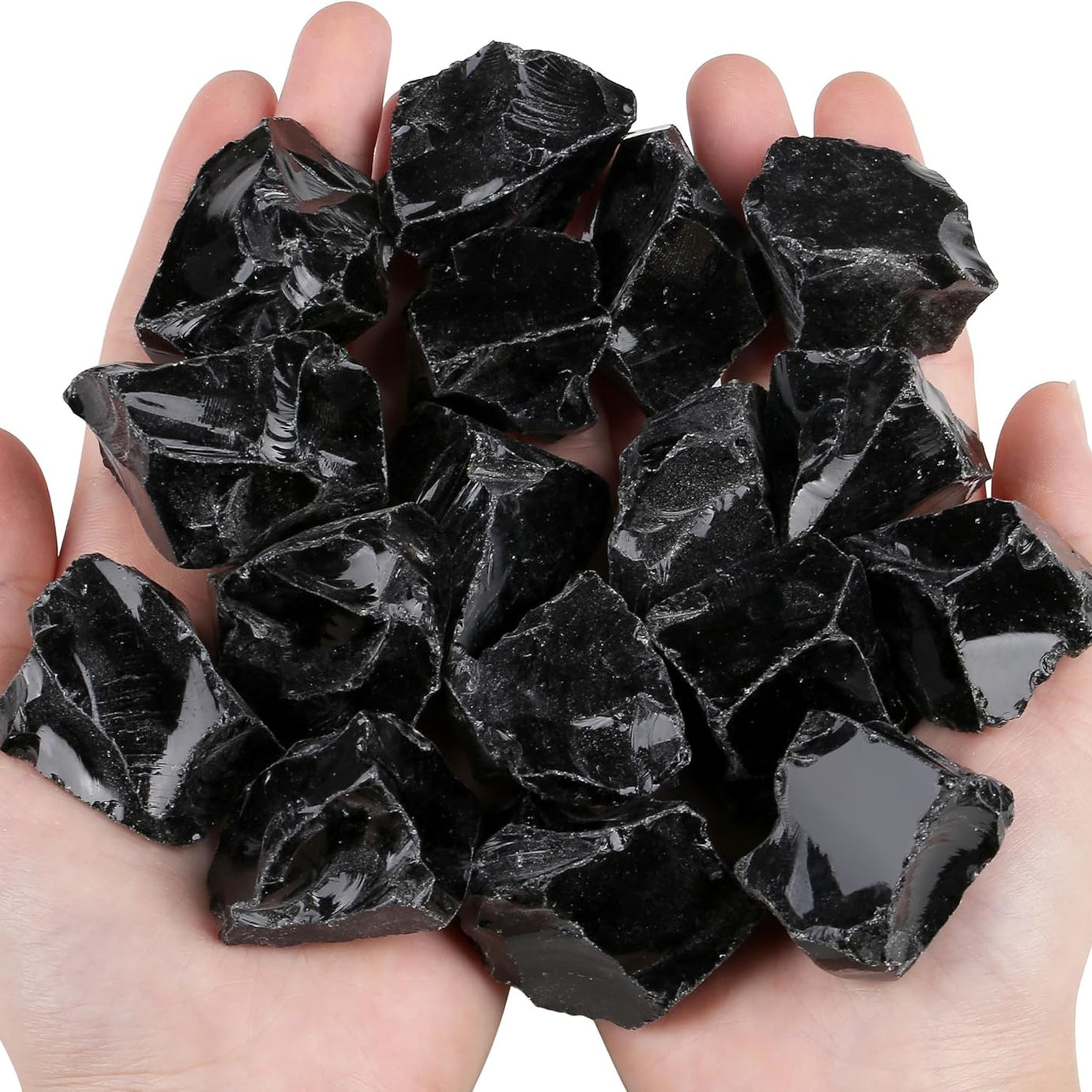 Bulk Black Obsidian Healing Crystals Large 1" Natural Raw Stones Crystal for Reiki Healing, Wicca, witchcraft, Tumbling, Cabbing, Fountain Rocks, Decoration, Polishing