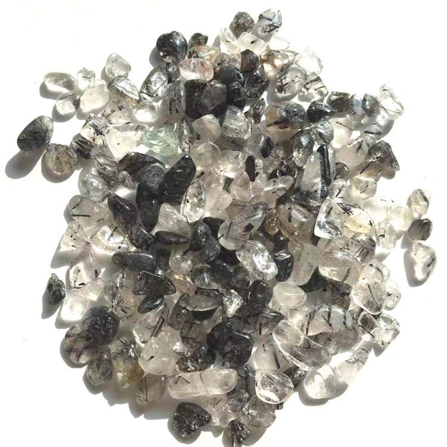 Black Rutilated Tumbled Chips Crushed Stone Healing Reiki Crystal Jewelry Making Home Decoration