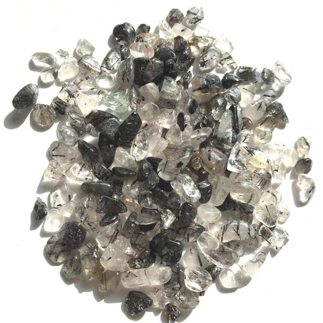 Black Rutilated Tumbled Chips Crushed Stone Healing Reiki Crystal Jewelry Making Home Decoration