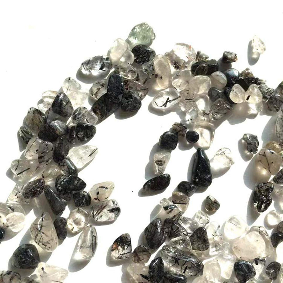 Black Rutilated Tumbled Chips Crushed Stone Healing Reiki Crystal Jewelry Making Home Decoration