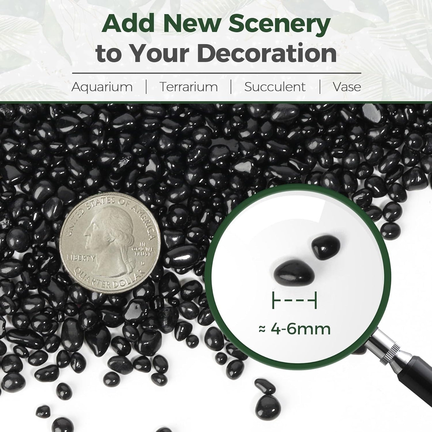 Black Stone Tumbled Chips Irregular Shaped Natural Rock Pebbles, DIY Polished Rocks for Potted Plant, Bonsai, Vase Fillers Aquarium Decoration, Aquarium Gravel Rocks