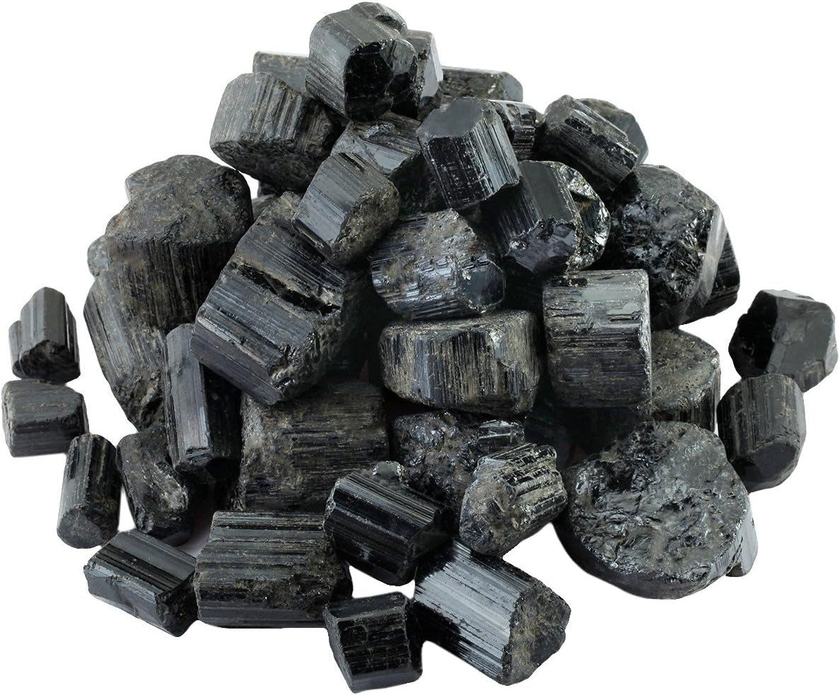 Bulk Black Tourmaline Healing Crystals Large 1" Natural Raw Stones Crystal for Reiki Healing, Wicca, witchcraft, Tumbling, Cabbing, Fountain Rocks, Decoration, Polishing