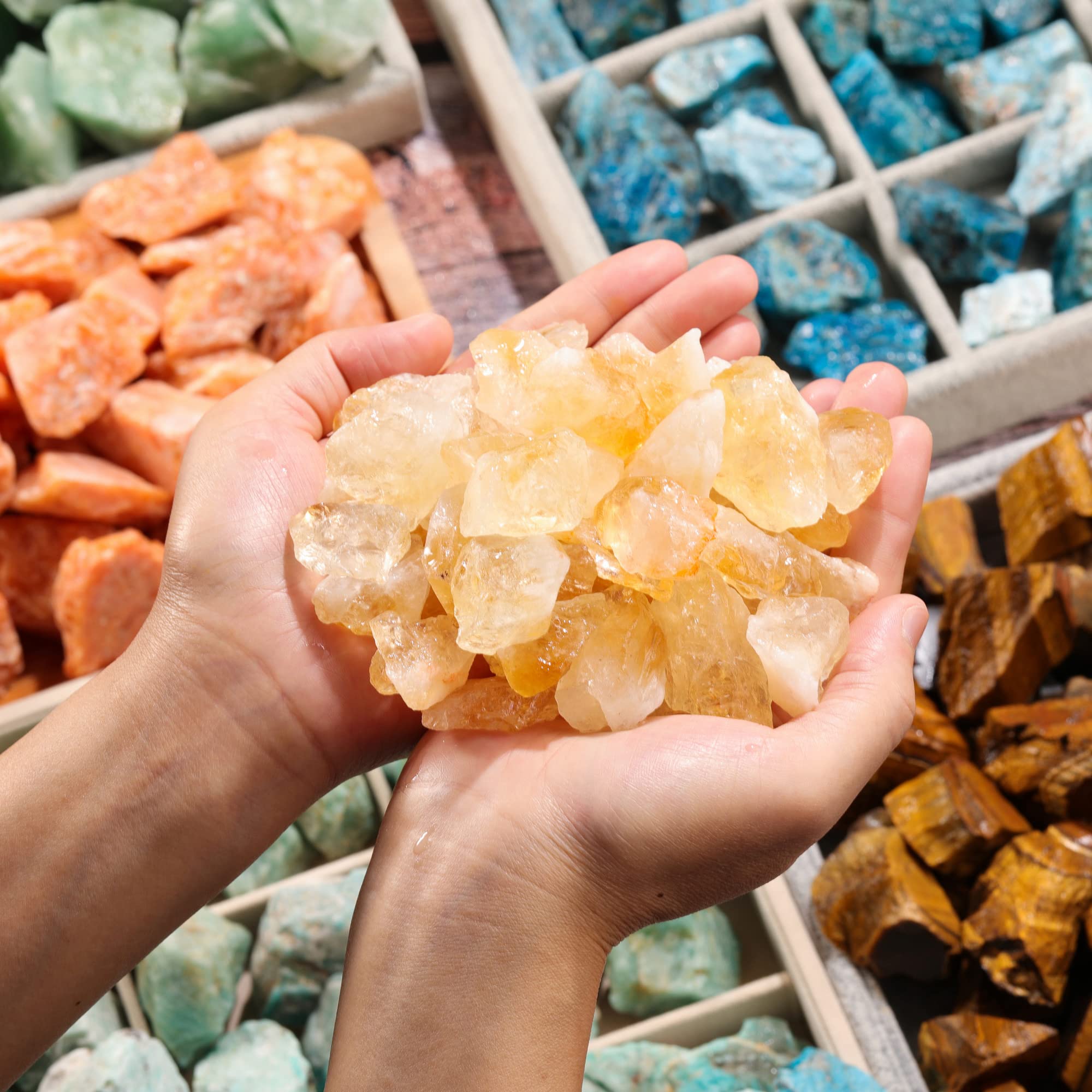 Bulk Citrine Healing Crystals Large 1" Natural Raw Stones Crystal for Reiki Healing, Wicca, witchcraft, Tumbling, Cabbing, Fountain Rocks, Decoration, Polishing