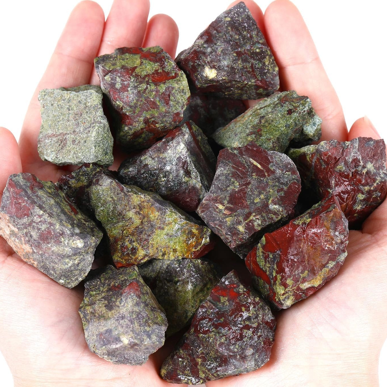 Bulk Dragon Bloodstone Healing Crystals Large 1" Natural Raw Stones Crystal for Reiki Healing, Wicca, witchcraft, Tumbling, Cabbing, Fountain Rocks, Decoration, Polishing