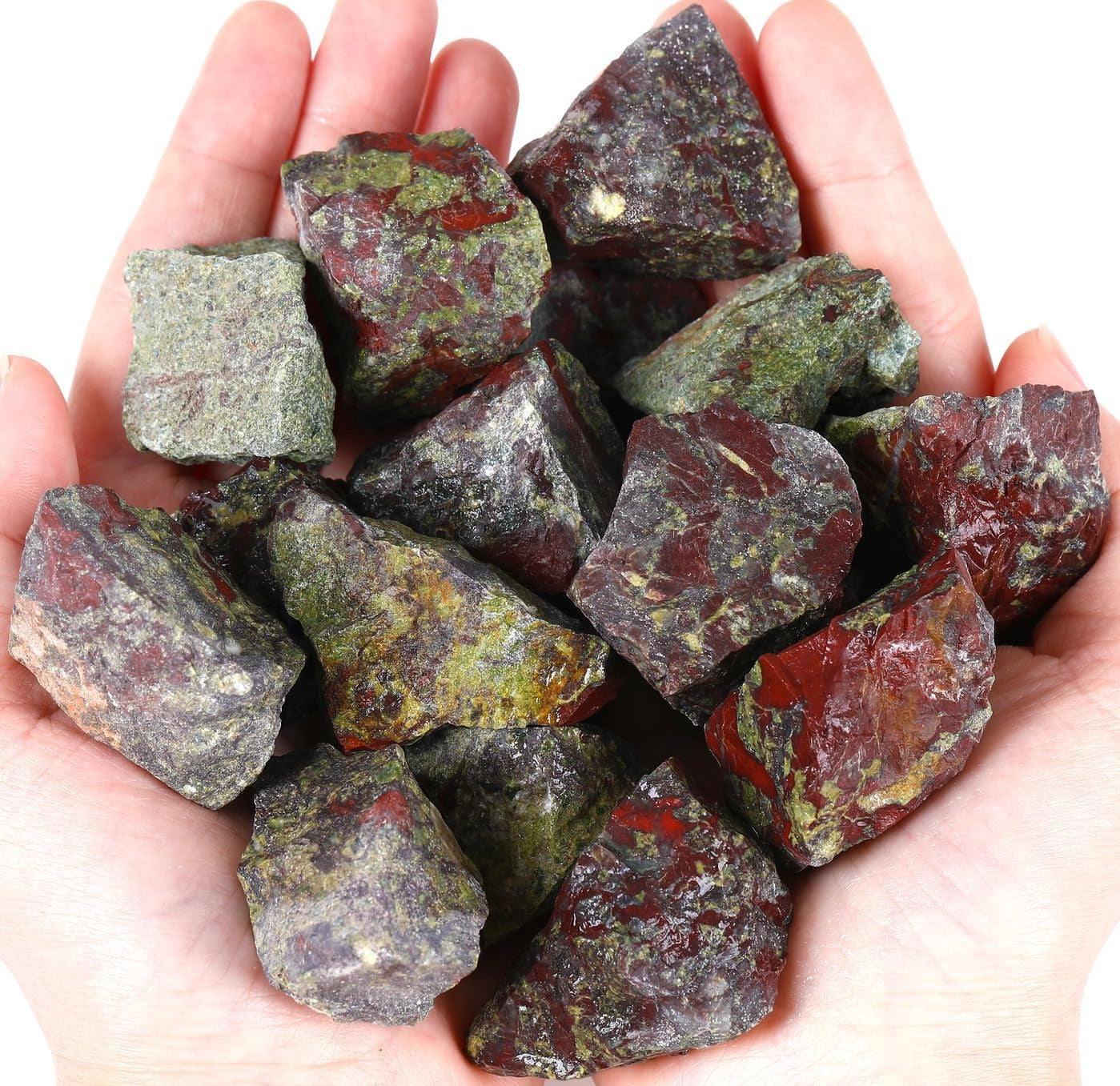 Bulk Dragon Bloodstone Healing Crystals Large 1" Natural Raw Stones Crystal for Reiki Healing, Wicca, witchcraft, Tumbling, Cabbing, Fountain Rocks, Decoration, Polishing