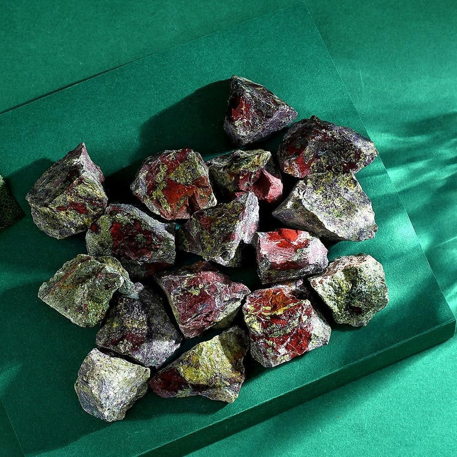 Bulk Dragon Bloodstone Healing Crystals Large 1" Natural Raw Stones Crystal for Reiki Healing, Wicca, witchcraft, Tumbling, Cabbing, Fountain Rocks, Decoration, Polishing