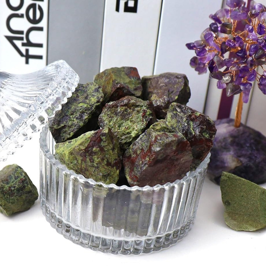 Bulk Dragon Bloodstone Healing Crystals Large 1" Natural Raw Stones Crystal for Reiki Healing, Wicca, witchcraft, Tumbling, Cabbing, Fountain Rocks, Decoration, Polishing