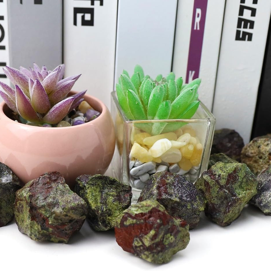 Bulk Dragon Bloodstone Healing Crystals Large 1" Natural Raw Stones Crystal for Reiki Healing, Wicca, witchcraft, Tumbling, Cabbing, Fountain Rocks, Decoration, Polishing