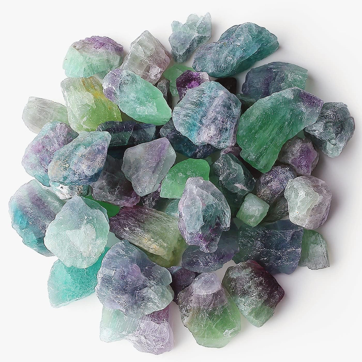 Bulk Fluorite Healing Crystals Large 1" Natural Raw Stones Crystal for Reiki Healing, Wicca, witchcraft, Tumbling, Cabbing, Fountain Rocks, Decoration, Polishing