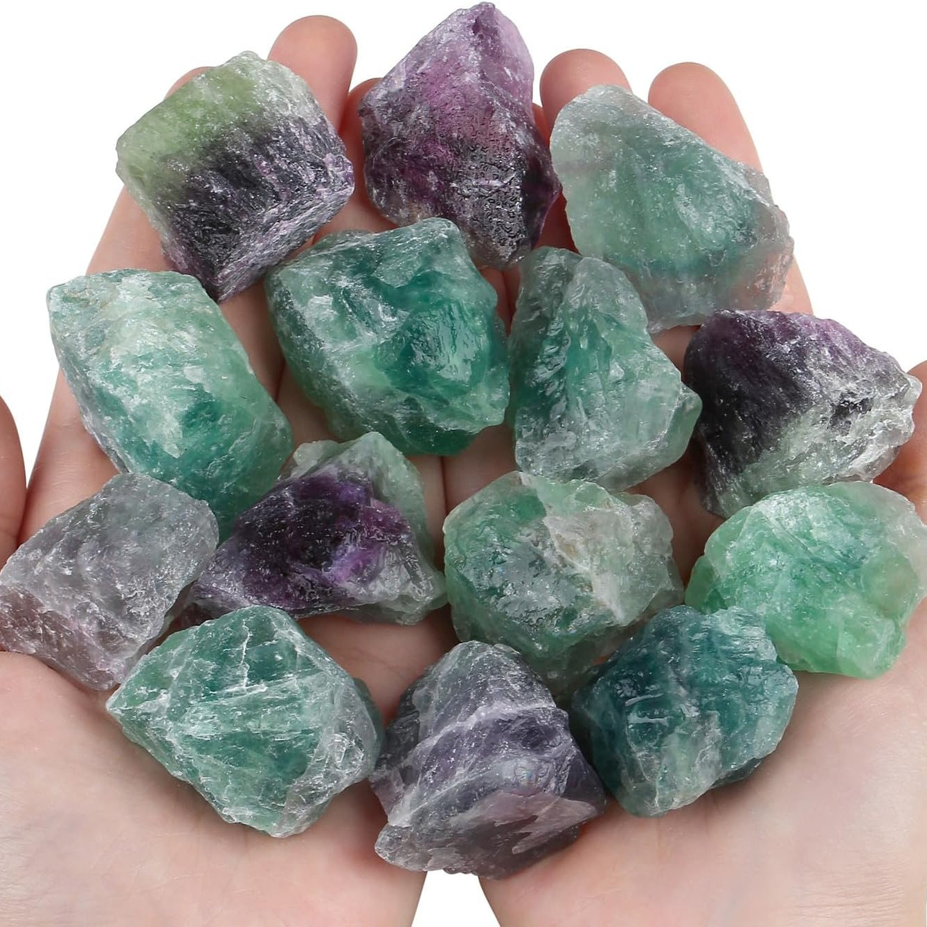 Bulk Fluorite Healing Crystals Large 1" Natural Raw Stones Crystal for Reiki Healing, Wicca, witchcraft, Tumbling, Cabbing, Fountain Rocks, Decoration, Polishing