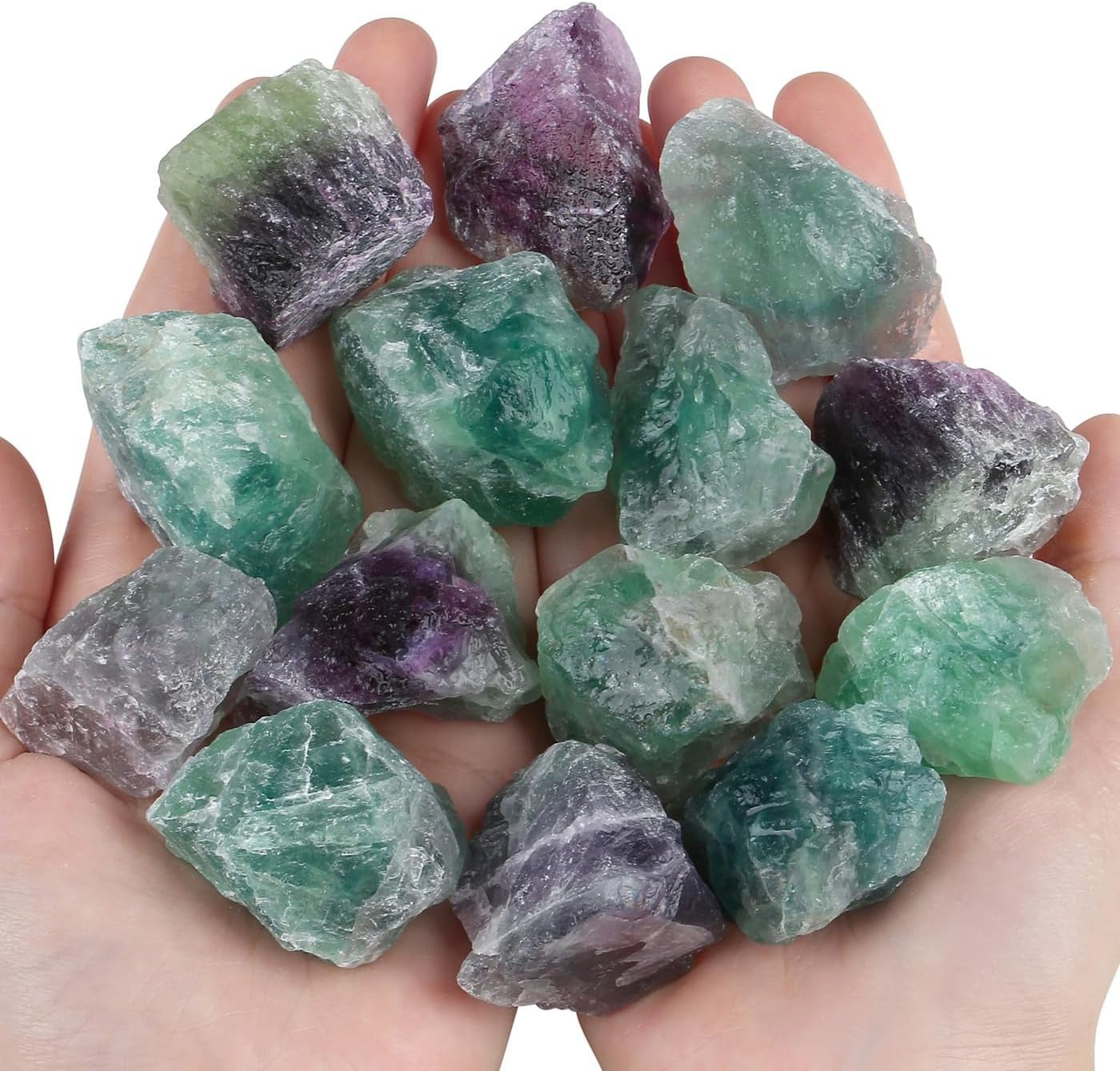 Bulk Fluorite Healing Crystals Large 1" Natural Raw Stones Crystal for Reiki Healing, Wicca, witchcraft, Tumbling, Cabbing, Fountain Rocks, Decoration, Polishing