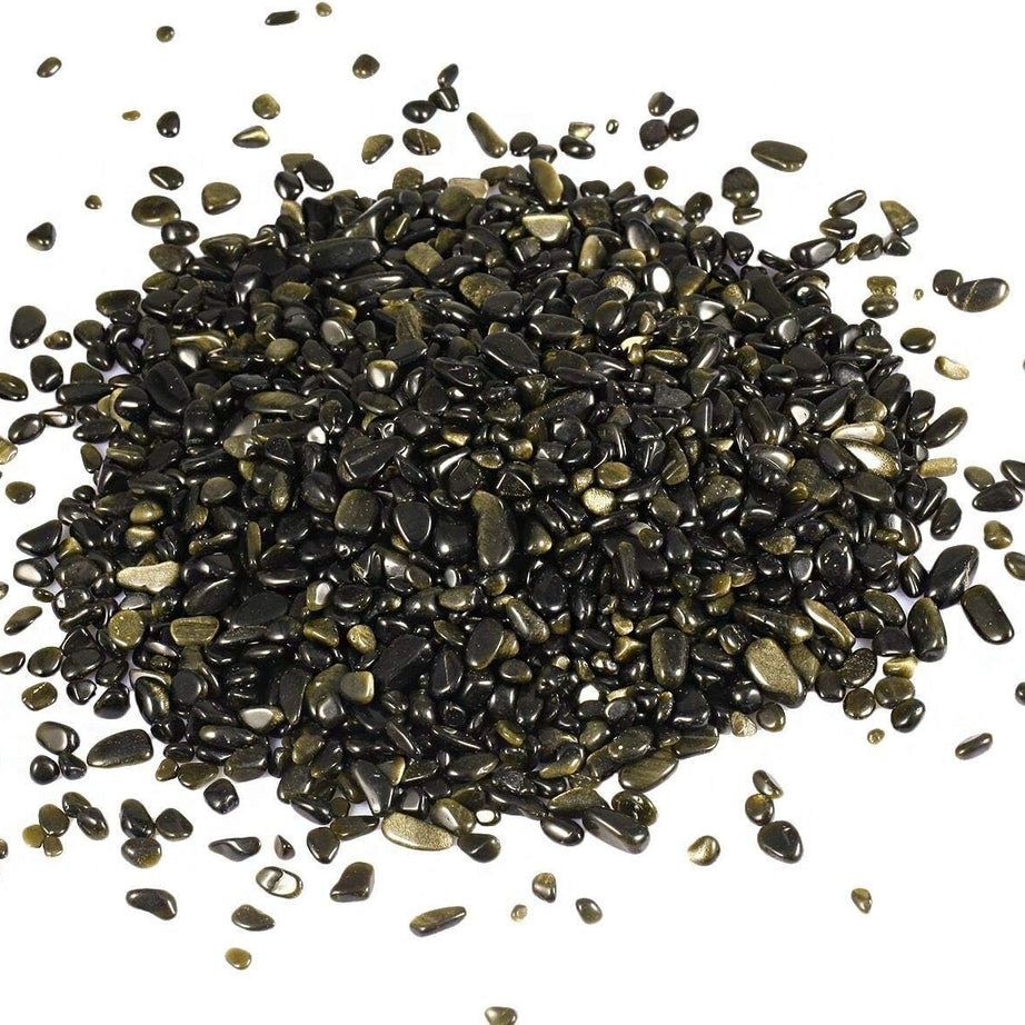 Gold Obsidian Tumbled Chips Crushed Stone Healing Reiki Crystal Jewelry Making Home Decoration