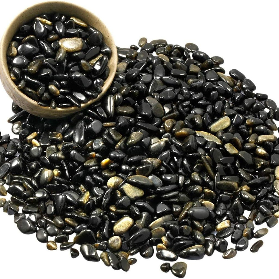 Gold Obsidian Tumbled Chips Crushed Stone Healing Reiki Crystal Jewelry Making Home Decoration