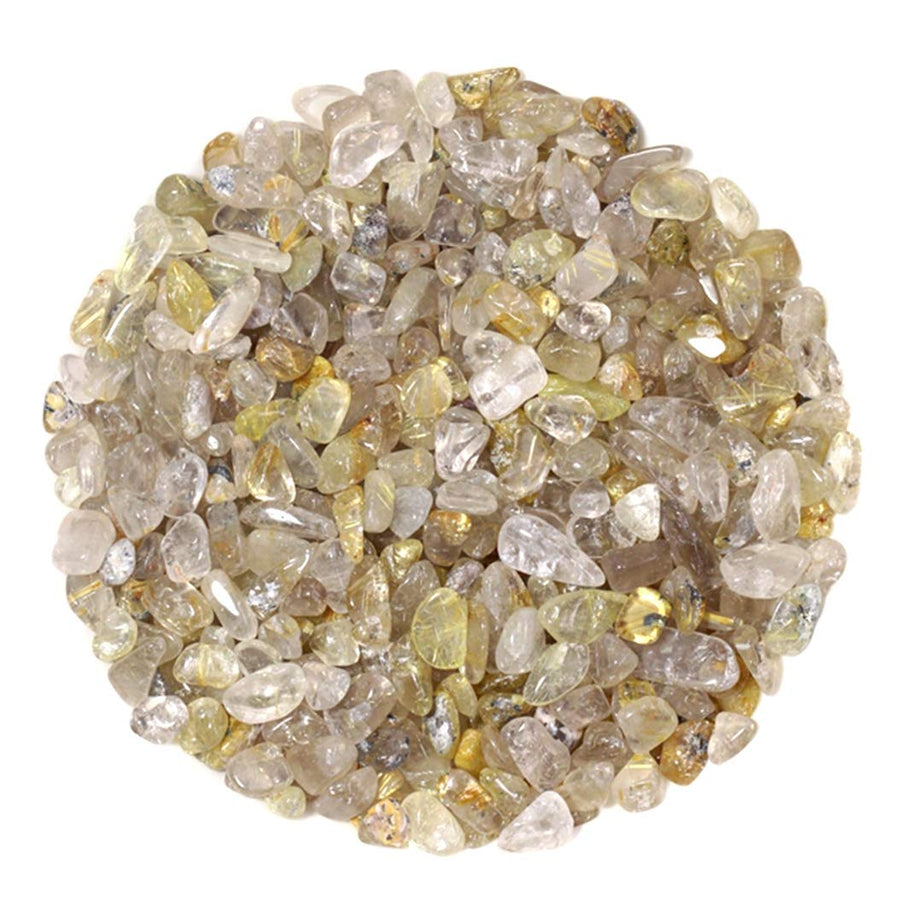 Gold Rutilated Tumbled Chips Crushed Stone Healing Reiki Crystal Jewelry Making Home Decoration