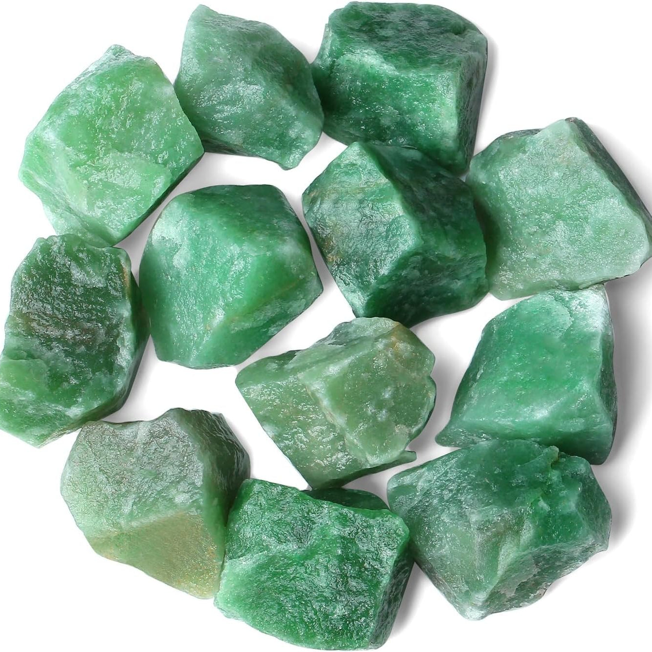 Bulk Green Aventurine Healing Crystals Large 1" Natural Raw Stones Crystal for Reiki Healing, Wicca, witchcraft, Tumbling, Cabbing, Fountain Rocks, Decoration, Polishing