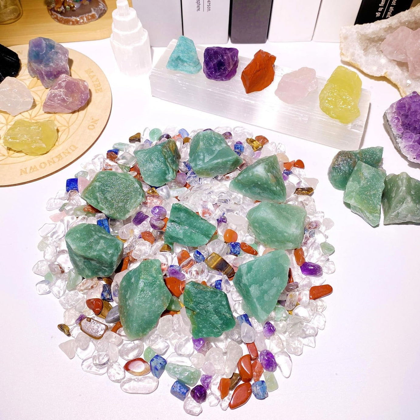 Bulk Green Aventurine Healing Crystals Large 1" Natural Raw Stones Crystal for Reiki Healing, Wicca, witchcraft, Tumbling, Cabbing, Fountain Rocks, Decoration, Polishing