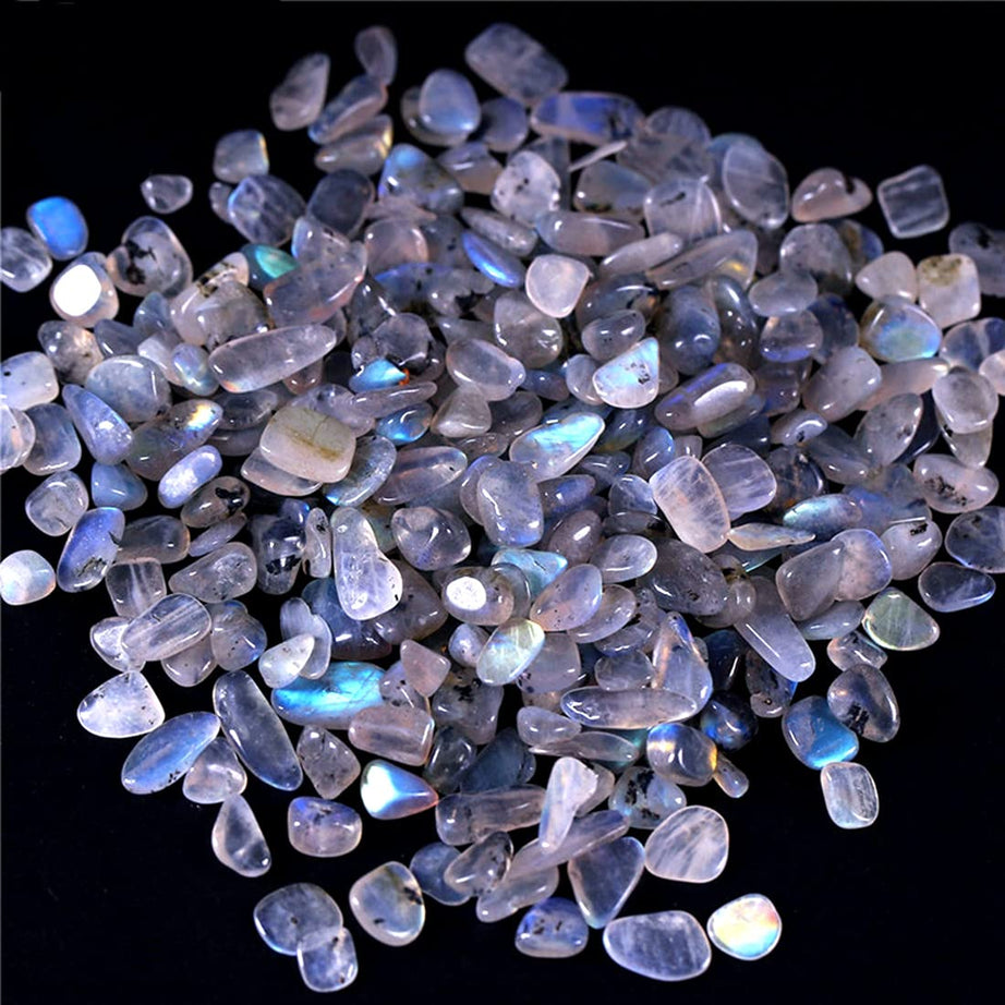 Grey Moonstone Tumbled Chips Crushed Stone Healing Reiki Crystal Jewelry Making Home Decoration
