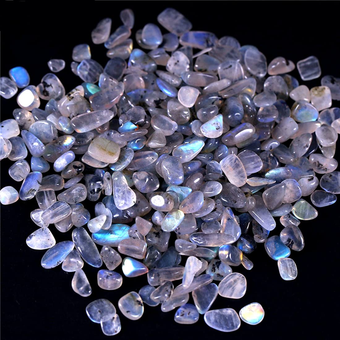 Grey Moonstone Tumbled Chips Crushed Stone Healing Reiki Crystal Jewelry Making Home Decoration