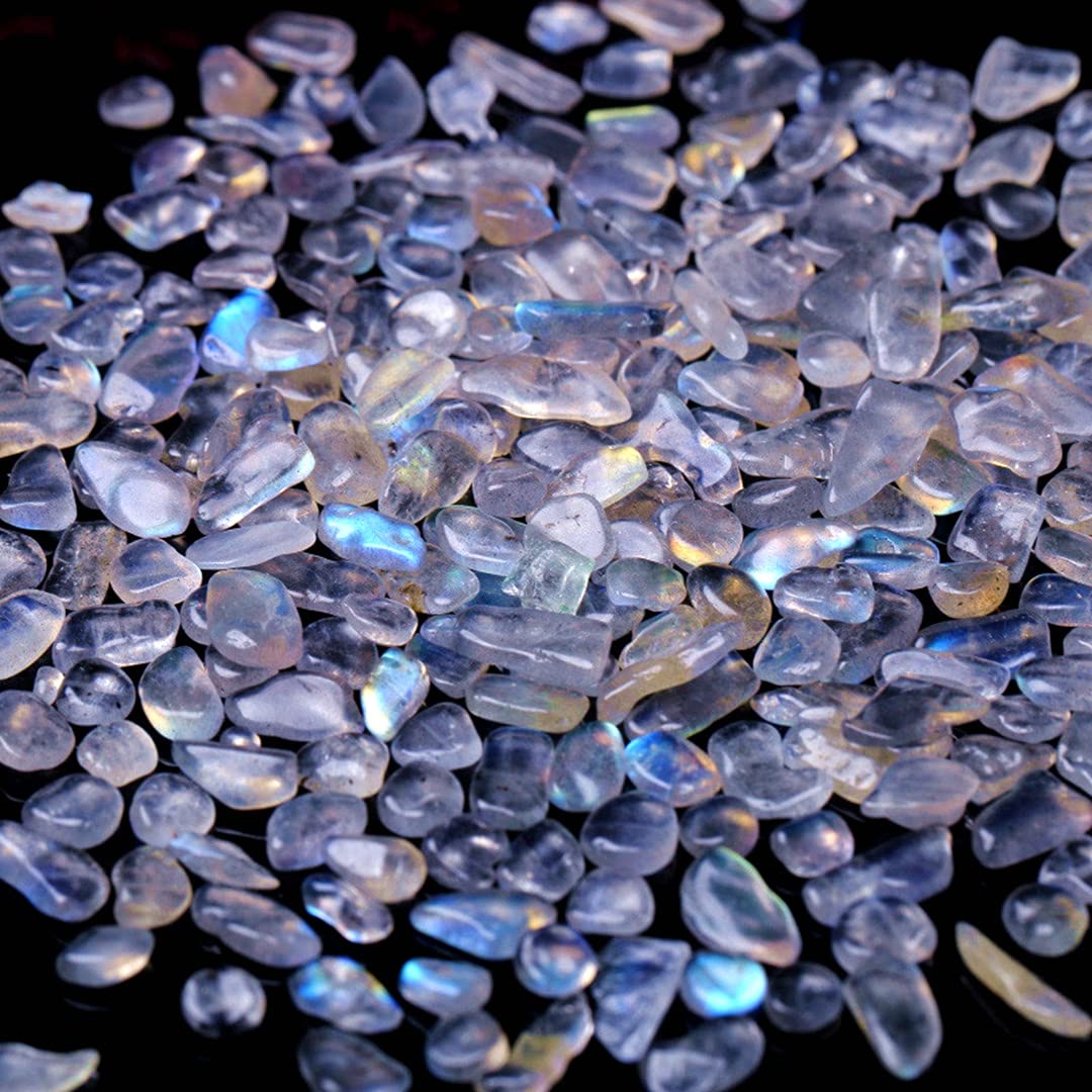 Grey Moonstone Tumbled Chips Crushed Stone Healing Reiki Crystal Jewelry Making Home Decoration