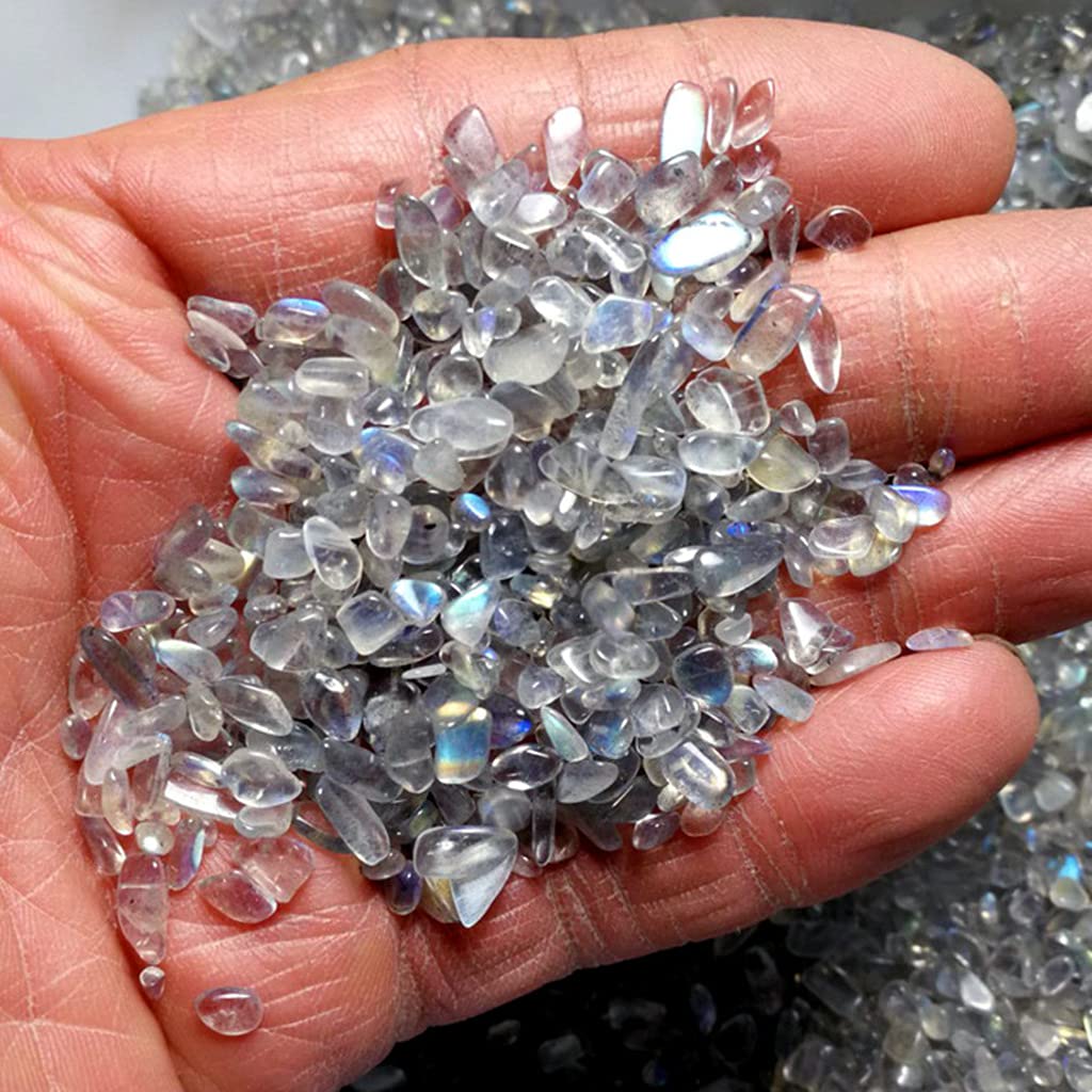 Grey Moonstone Tumbled Chips Crushed Stone Healing Reiki Crystal Jewelry Making Home Decoration