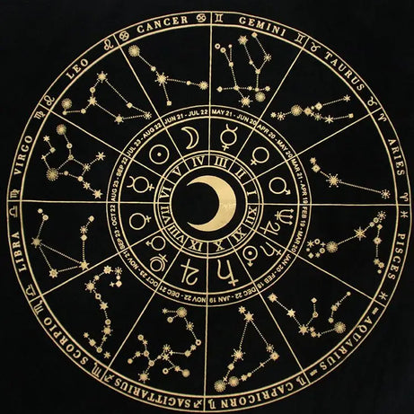Black Tablecloths Tarot Clot Card Divination Halloween Tablecloth Black gold Fashion Decoration Alchemical Sigil Altar Astrology