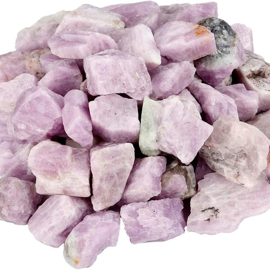 Bulk Kunzite Healing Crystals Large 1" Natural Raw Stones Crystal for Reiki Healing, Wicca, witchcraft, Tumbling, Cabbing, Fountain Rocks, Decoration, Polishing