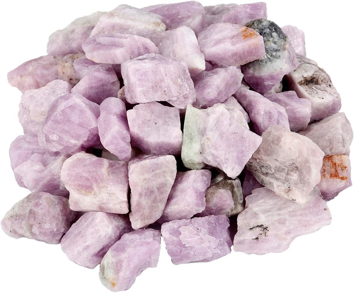 Bulk Kunzite Healing Crystals Large 1" Natural Raw Stones Crystal for Reiki Healing, Wicca, witchcraft, Tumbling, Cabbing, Fountain Rocks, Decoration, Polishing
