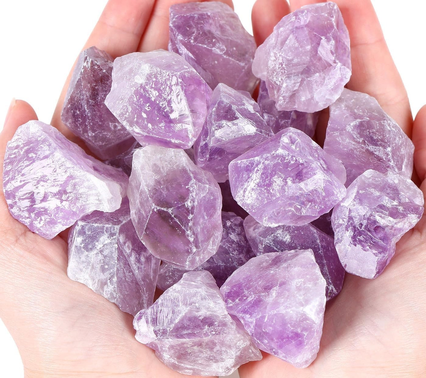 Bulk Light Amethyst Healing Crystals Large 1" Natural Raw Stones Crystal for Reiki Healing, Wicca, witchcraft, Tumbling, Cabbing, Fountain Rocks, Decoration, Polishing