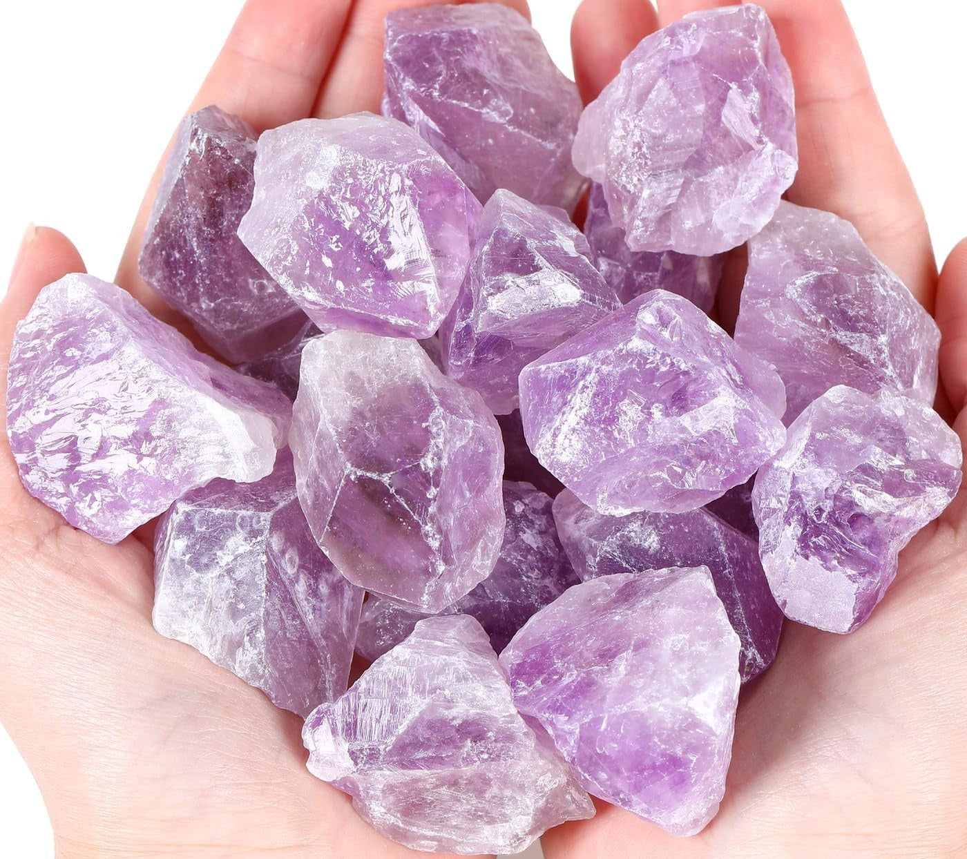 Bulk Light Amethyst Healing Crystals Large 1" Natural Raw Stones Crystal for Reiki Healing, Wicca, witchcraft, Tumbling, Cabbing, Fountain Rocks, Decoration, Polishing