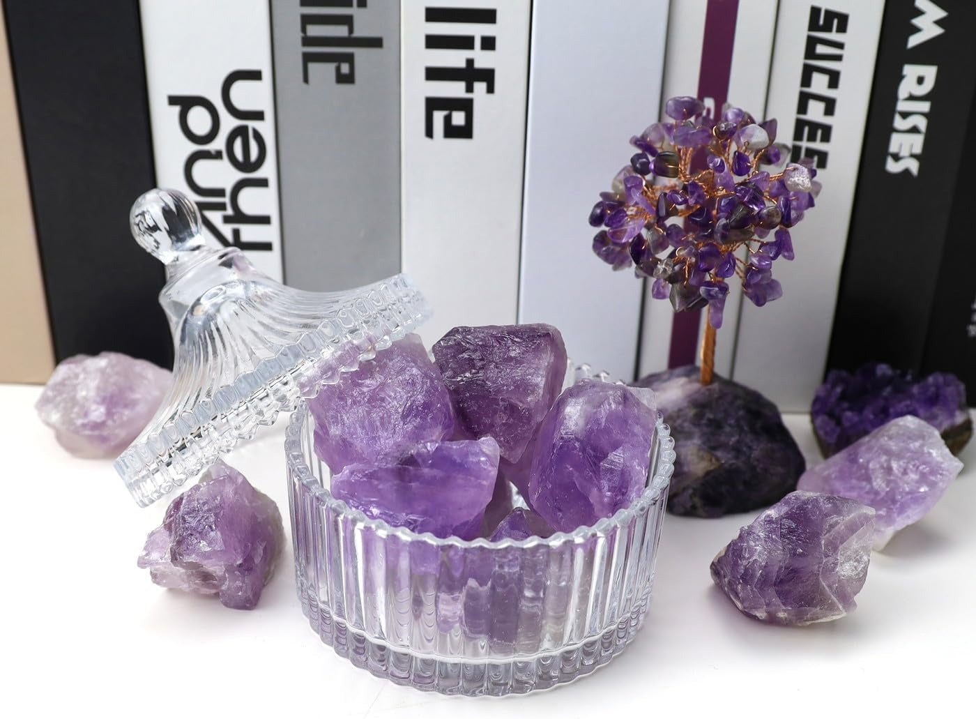 Bulk Light Amethyst Healing Crystals Large 1" Natural Raw Stones Crystal for Reiki Healing, Wicca, witchcraft, Tumbling, Cabbing, Fountain Rocks, Decoration, Polishing
