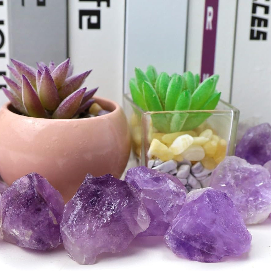 Bulk Light Amethyst Healing Crystals Large 1" Natural Raw Stones Crystal for Reiki Healing, Wicca, witchcraft, Tumbling, Cabbing, Fountain Rocks, Decoration, Polishing