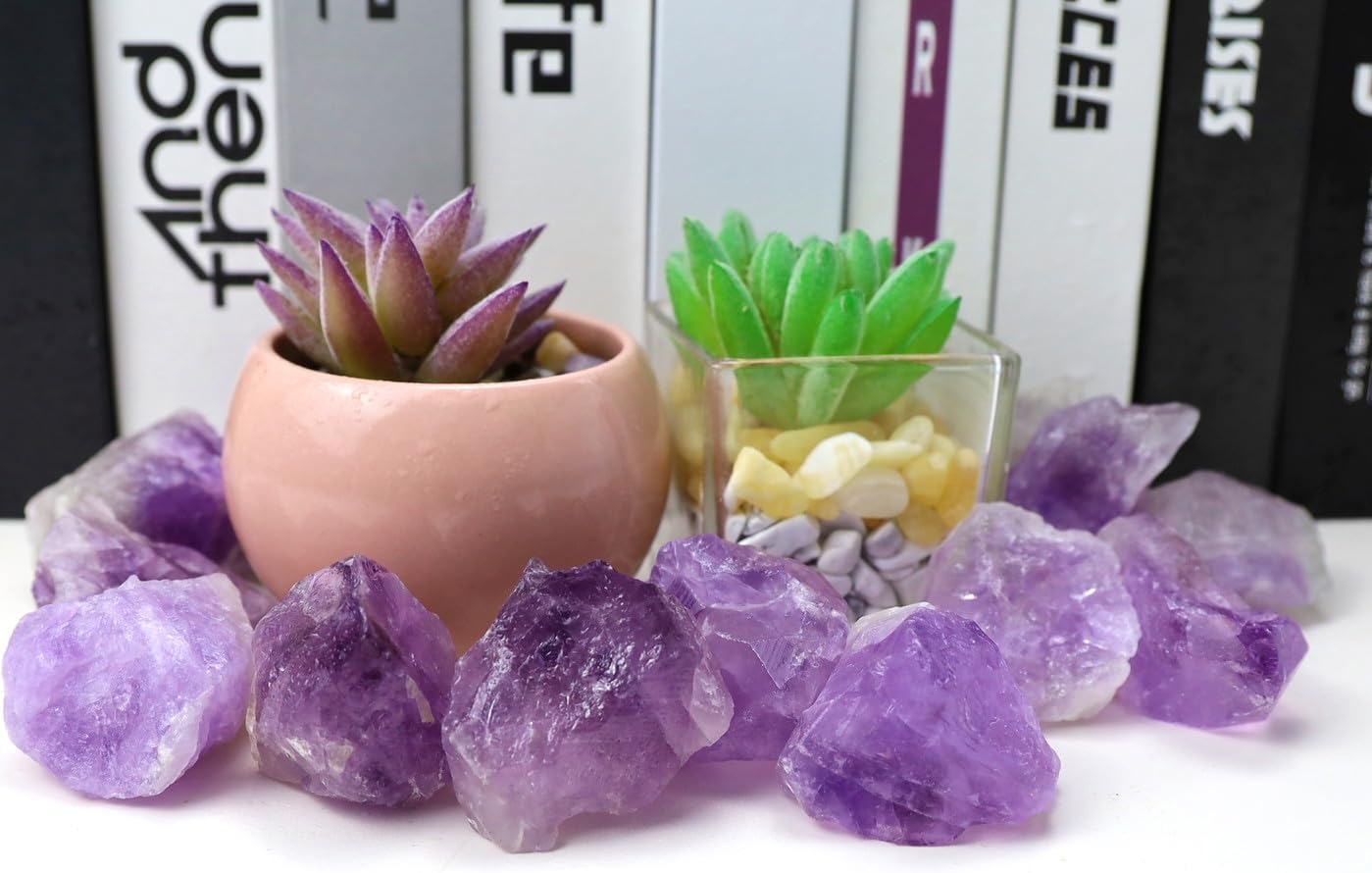 Bulk Light Amethyst Healing Crystals Large 1" Natural Raw Stones Crystal for Reiki Healing, Wicca, witchcraft, Tumbling, Cabbing, Fountain Rocks, Decoration, Polishing