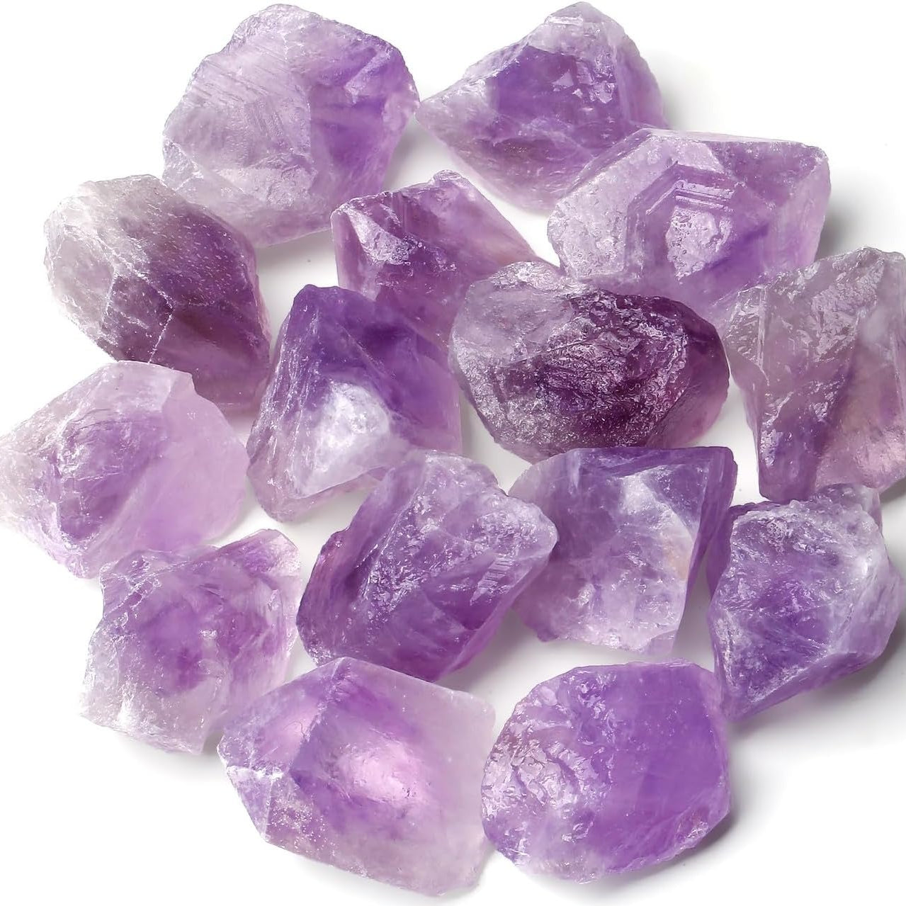 Bulk Light Amethyst Healing Crystals Large 1" Natural Raw Stones Crystal for Reiki Healing, Wicca, witchcraft, Tumbling, Cabbing, Fountain Rocks, Decoration, Polishing